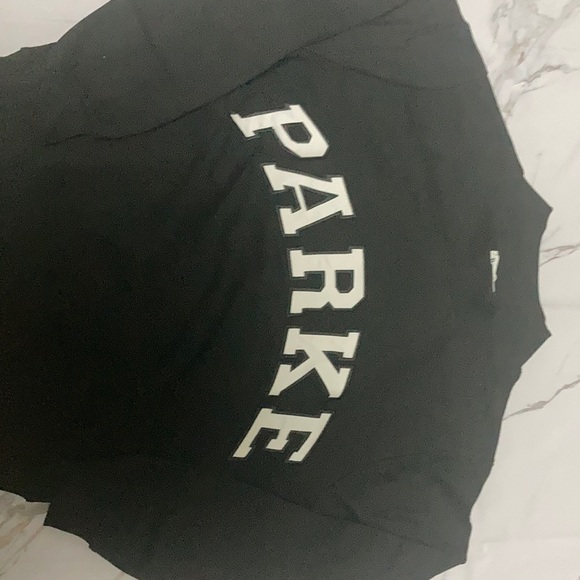 Parke Black Mock Neck Sweatshirt with white Varsity lettering size XXL